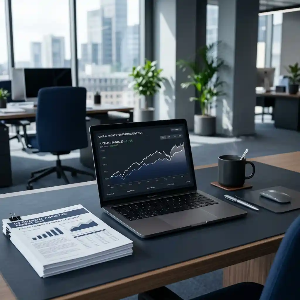 Financial analyst desk setup